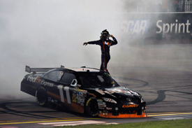 Denny Hamlin celebrates Richmond victory 2009