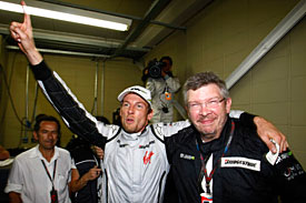 Jenson Button and Ross Brawn, world champions, 2009
