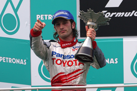 Jarno Trulli on the Sepang podium, 2005