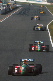Nelson Piquet leads Roberto Moreno at Suzuka 1990
