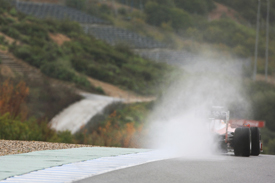 Alonso hits a puddles at Jerez
