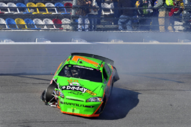 Patrick in crash on NASCAR debut