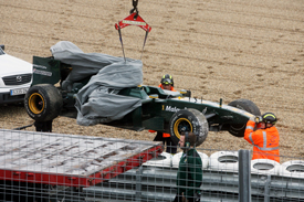 Kovalainen's crashed Lotus