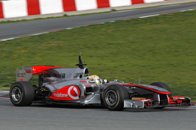 Lewis Hamilton testing the MP4-25 at Barcelona
