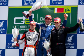 Sam Bird, Giacomo Ricci and Alvaro Parente on the Sakhir podium 2010