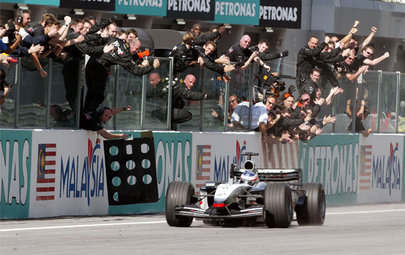 Kimi Raikkonen wins the 2003 Malaysian Grand Prix