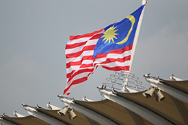 The Malaysian flag flies over Sepang