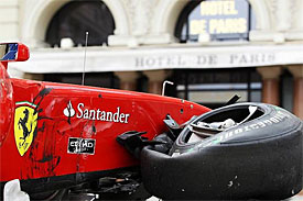 Fernando Alonso's damaged car in Monaco