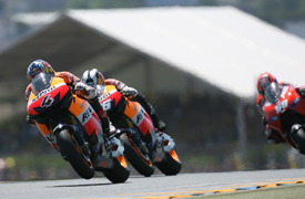 Andrea Dovizioso leads Dani Pedrosa at Le Mans, 2010