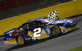 Charlotte winner Kurt Busch does a victory lap in reverse gear, Charlotte, 2010