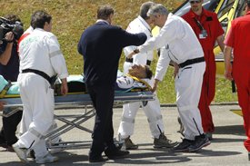 Valentino Rossi is taken to hospital after his Mugello crash