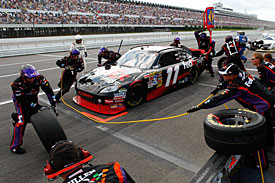 Denny Hamlin on his way to victory, Pocono, 2010