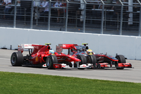 Fernando Alonso races Lewis Hamilton in Montreal