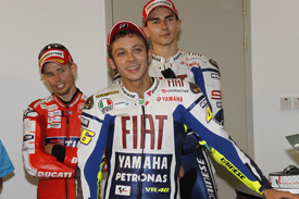 Valentino Rossi, Jorge Lorenzo and Casey Stoner