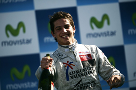 Roberto Merhi on the Valencia podium