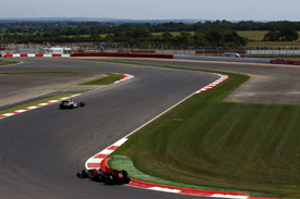 Cars in the new section of Silverstone