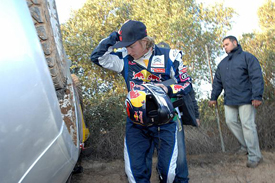 Kimi Raikkonen after his shakedown crash