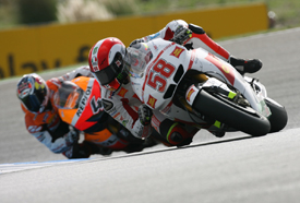 Marco Simoncelli leads Andrea Dovizioso at Estoril