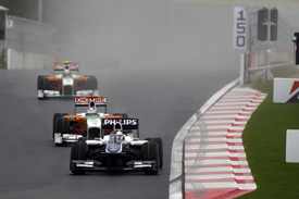 Rubens Barrichello leads the Force Indias in Korea