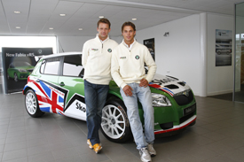 Ola Floene and Andreas Mikkelsen with the Skoda UK Fabia