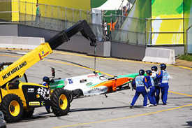 Tonio Liuzzi's crashed car at Interlagos
