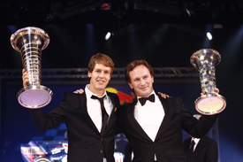 Sebastian Vettel and Christian Horner at the FIA Gala