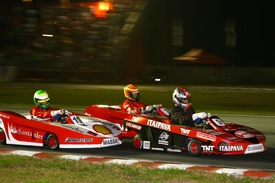 Lucas di Grassi, Antonio Pizzonia and Felipe Massa battle in karts