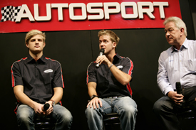 Marcus Ericsson, Sam Bird and Paul Jackson on stage at AUTOSPORT International