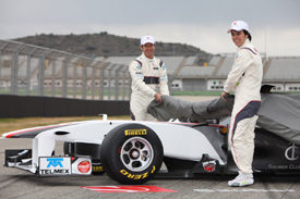 Sergio Perez and Kamui Kobayashi unveil the 2011 Sauber