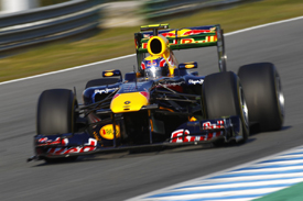 Mark Webber activates Red Bull's moveable wing at Jerez