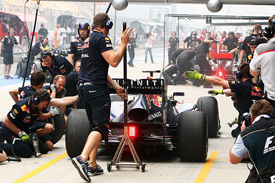 Mark Webber pits in Shanghai practice