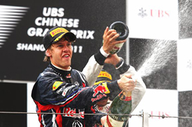 Sebastian Vettel on the Shanghai podium