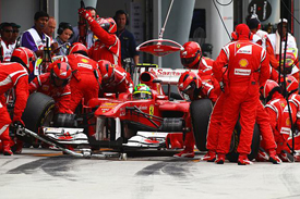 Felipe Massa in a Ferrari pitstop