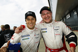 Alex Muller and Tomas Enge celebrate Silverstone victory