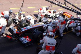 Lewis Hamilton, McLaren, in a pitstop in Monaco