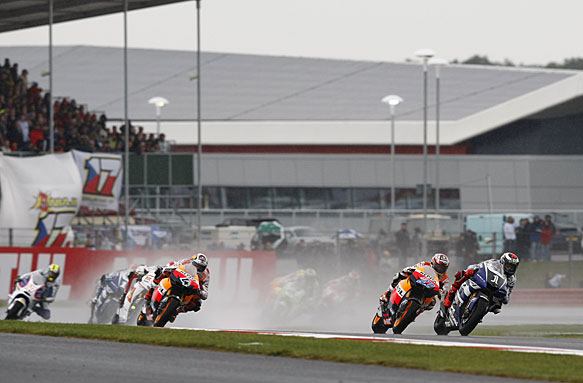 The start of the 2011 British MotoGP