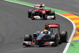 Lewis Hamilton leads Felipe Massa in Valencia