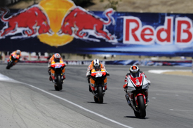 Jorge Lorenzo  leads the Hondas at Laguna Seca