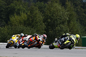 Andrea Iannone won an action-packed Moto2 race at Brno