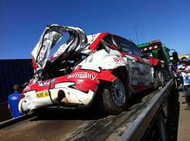 Evgeny Novikov's damaged Stobart Ford, Australia 2011