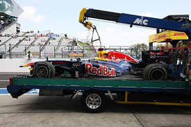 Sebastian Vettel's damaged Red Bull in Suzuka practice