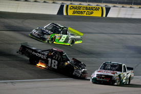 Kyle Busch clashes with Ron Hornaday in the Texas Truck race