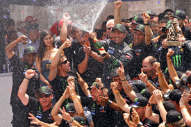 Stephane Peterhansel celebrates Dakar victory 2012
