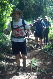 Sims ascended around 800m on the first day of his climb