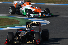 Kimi Raikkonen Lotus Paul di Resta Force India Jerez test 2012