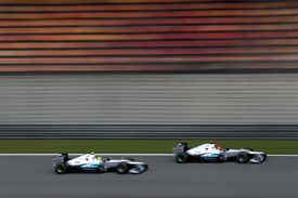 Michael Schumacher and Nico Rosberg, Mercedes, Shanghai