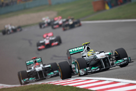 Nico Rosberg leads in China