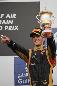 Romain Grosjean on the Bahrain podium
