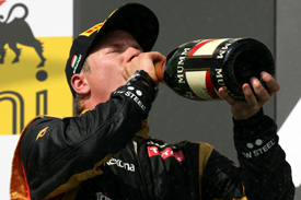 Kimi Raikkonen on the Hungarian GP podium