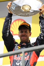 Sebastian Vettel on the Spa podium
